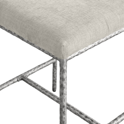 Reeves Cream Chenille Fabric Upholstered Counter Stool, Set of 2