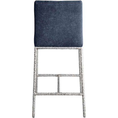 Reeves Navy Chenille Fabric Upholstered Counter Stool, Set of 2