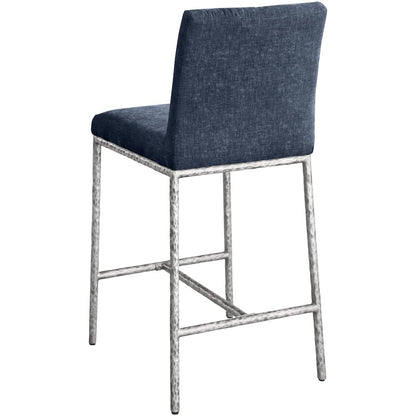 Reeves Navy Chenille Fabric Upholstered Counter Stool, Set of 2