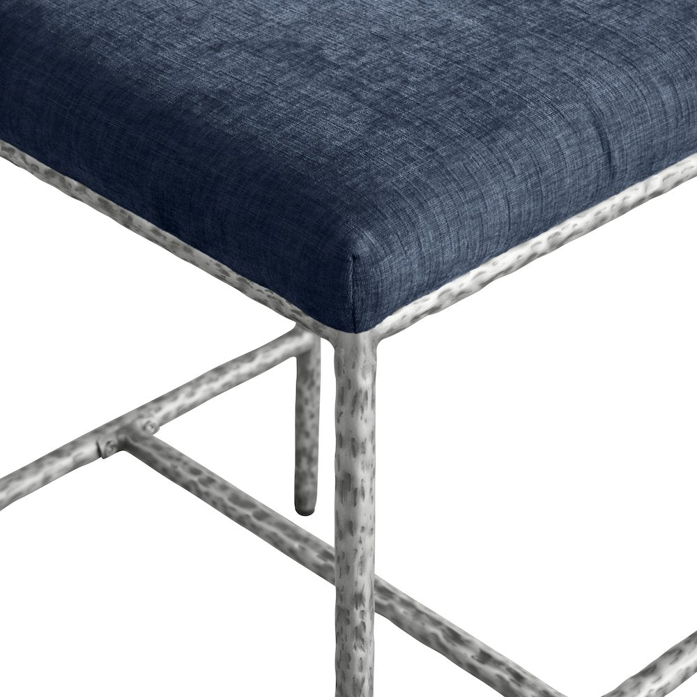 Reeves Navy Chenille Fabric Upholstered Counter Stool, Set of 2