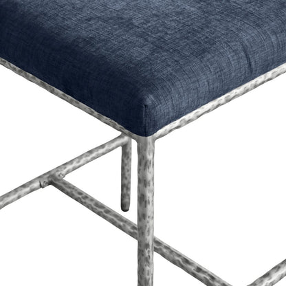 Reeves Navy Chenille Fabric Upholstered Counter Stool, Set of 2
