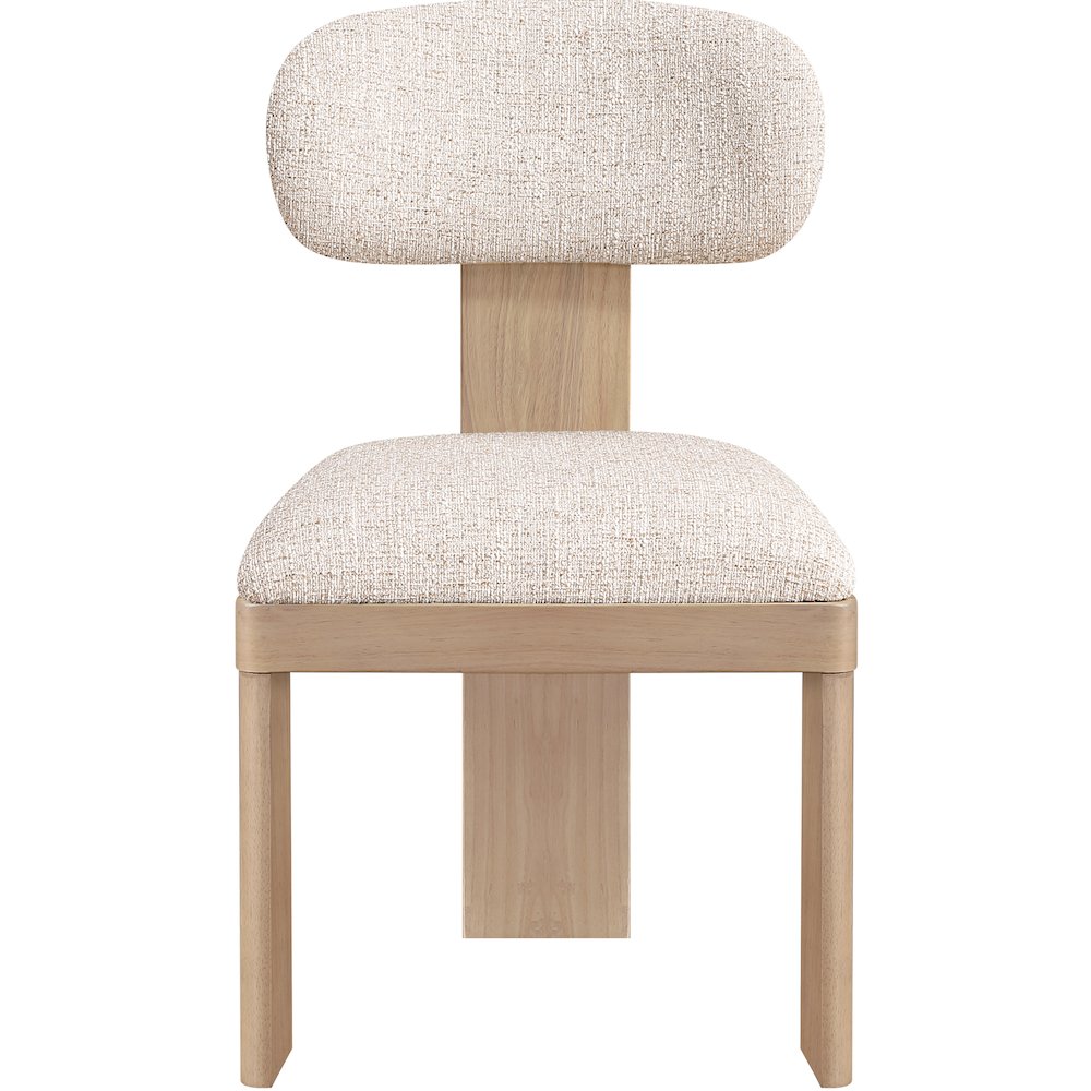 Timbra Beige Linen Textured Fabric Upholstered Dining Chair, Set of 2