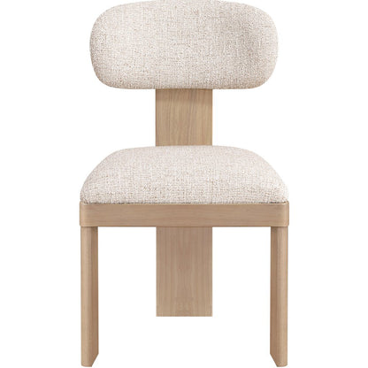 Timbra Beige Linen Textured Fabric Upholstered Dining Chair, Set of 2
