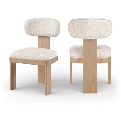 Timbra Beige Linen Textured Fabric Upholstered Dining Chair, Set of 2