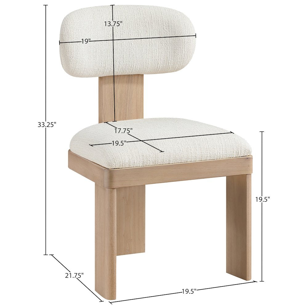 Timbra Natural Linen Textured Fabric Upholstered Dining Chair, Set of 2