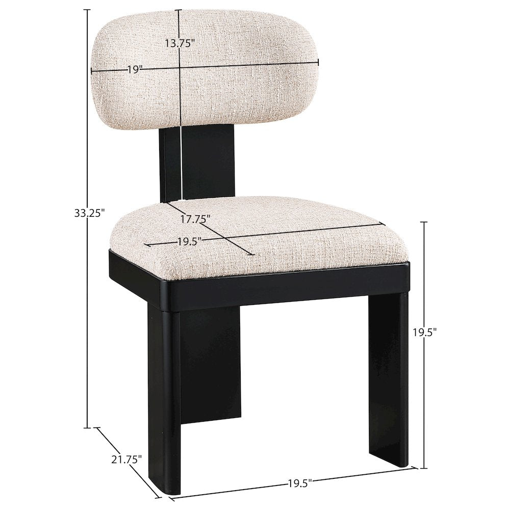 Timbra Black Linen Textured Fabric Upholstered Dining Chair, Set of 2