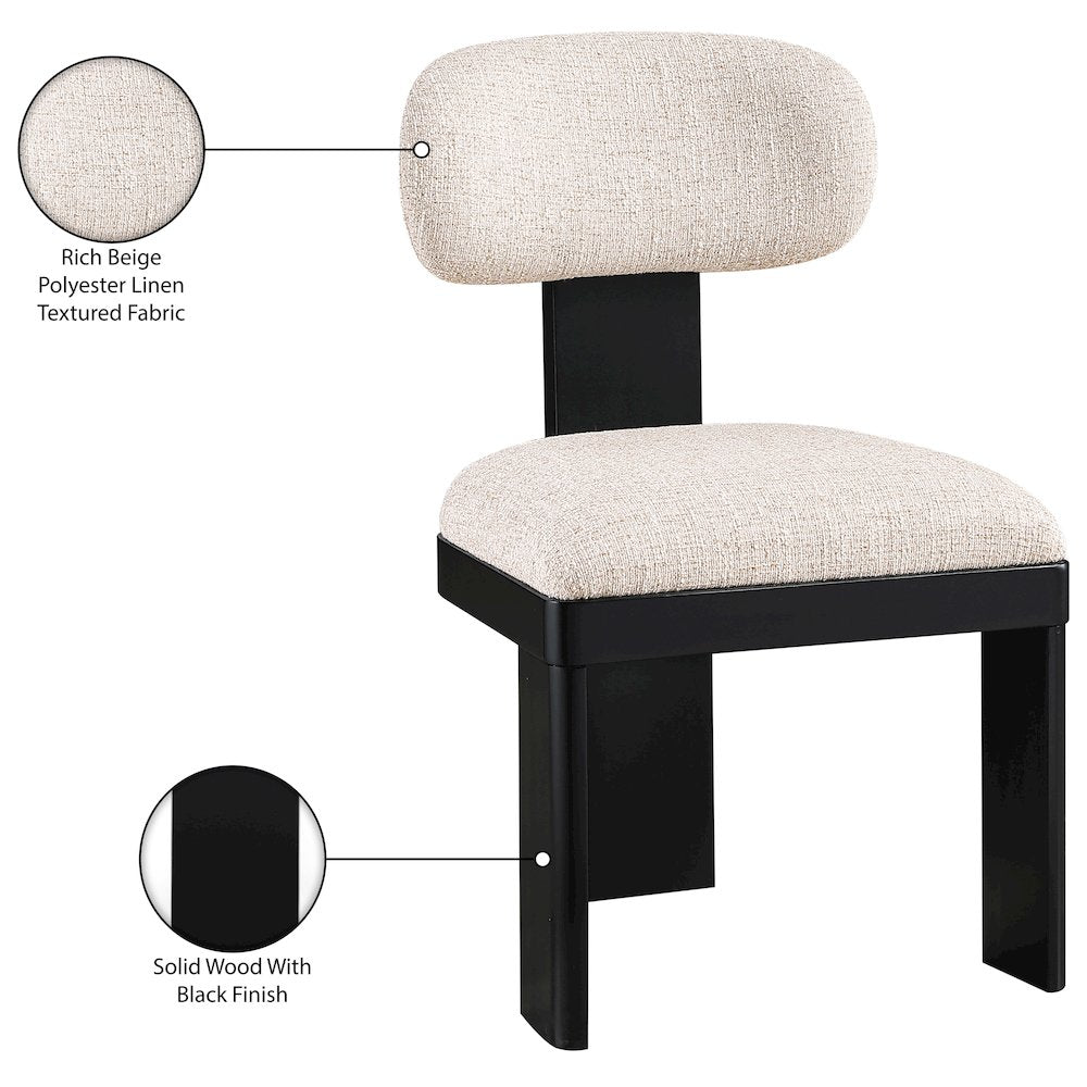 Timbra Black Linen Textured Fabric Upholstered Dining Chair, Set of 2