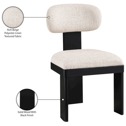 Timbra Black Linen Textured Fabric Upholstered Dining Chair, Set of 2