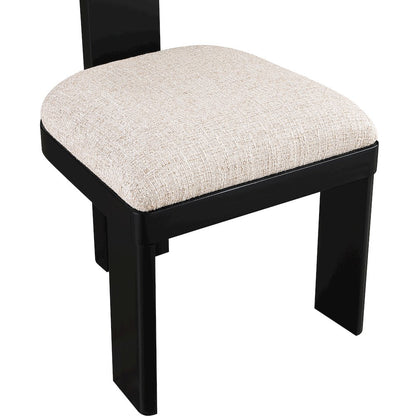 Timbra Black Linen Textured Fabric Upholstered Dining Chair, Set of 2