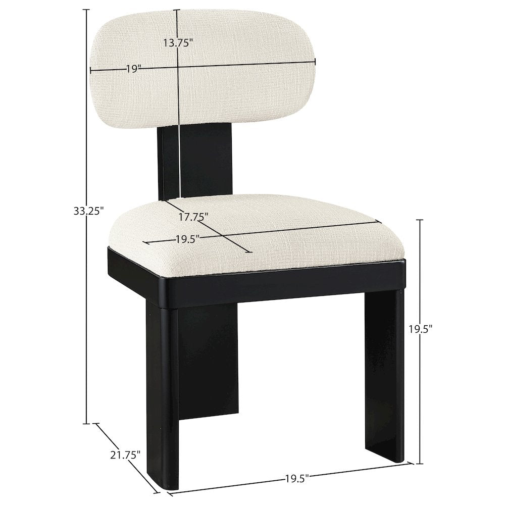 Timbra Black Linen Textured Fabric Upholstered Dining Chair, Set of 2