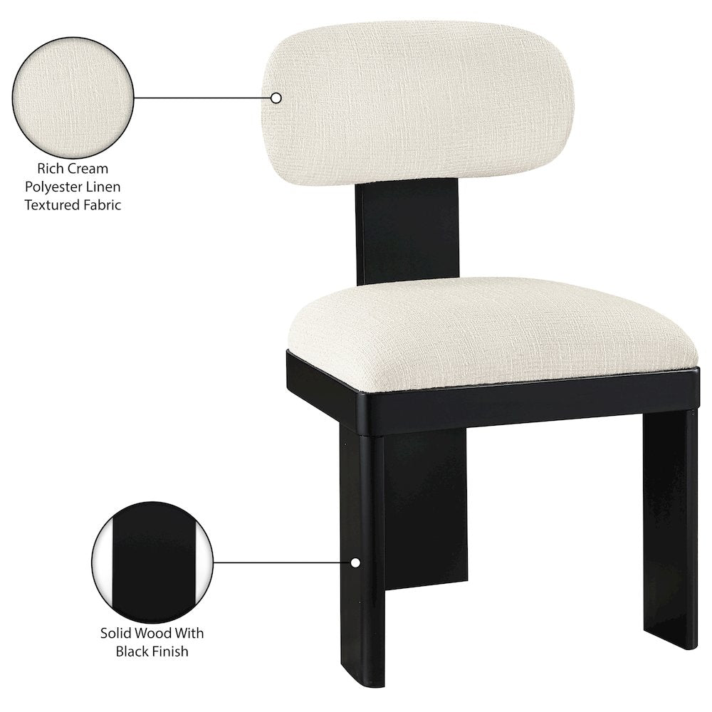 Timbra Black Linen Textured Fabric Upholstered Dining Chair, Set of 2