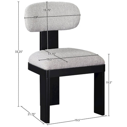 Timbra Black Linen Textured Fabric Upholstered Dining Chair, Set of 2