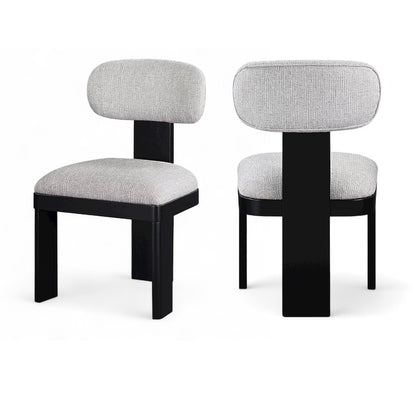 Timbra Black Linen Textured Fabric Upholstered Dining Chair, Set of 2