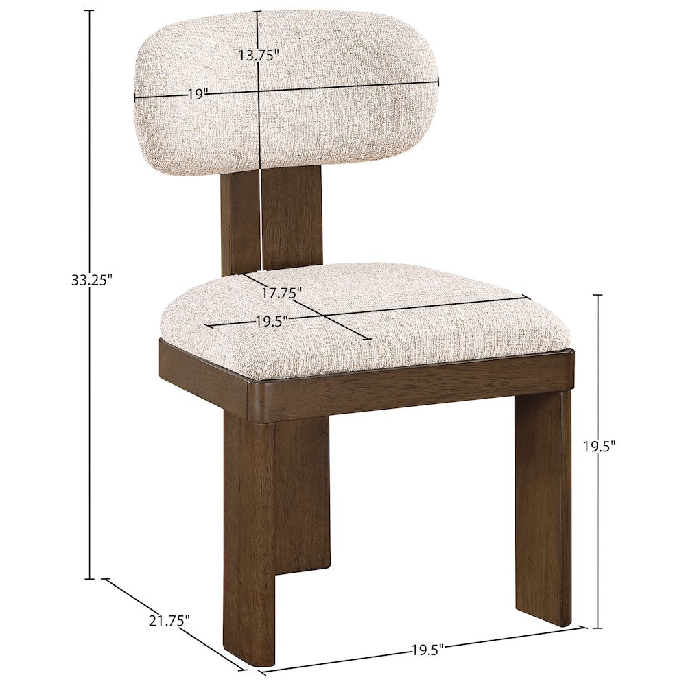 Timbra Brown Linen Textured Fabric Upholstered Dining Chair, Set of 2