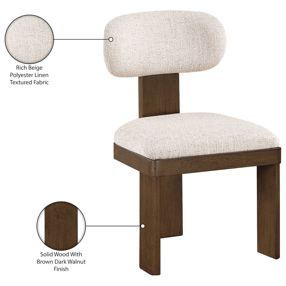 Timbra Brown Linen Textured Fabric Upholstered Dining Chair, Set of 2