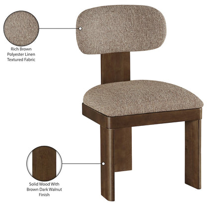 Timbra Brown Linen Textured Fabric Upholstered Dining Chair, Set of 2