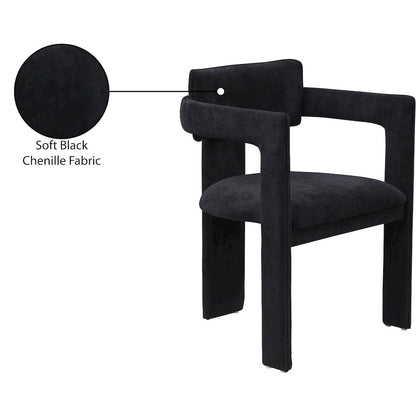 Brenda Black Chenille Fabric Dining Chair, Set of 2
