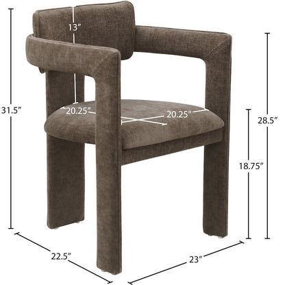 Brenda Brown Chenille Fabric Dining Chair, Set of 2