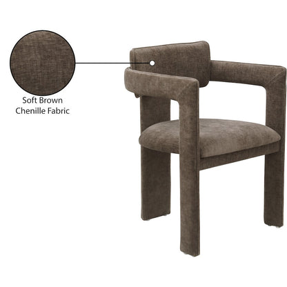 Brenda Brown Chenille Fabric Dining Chair, Set of 2