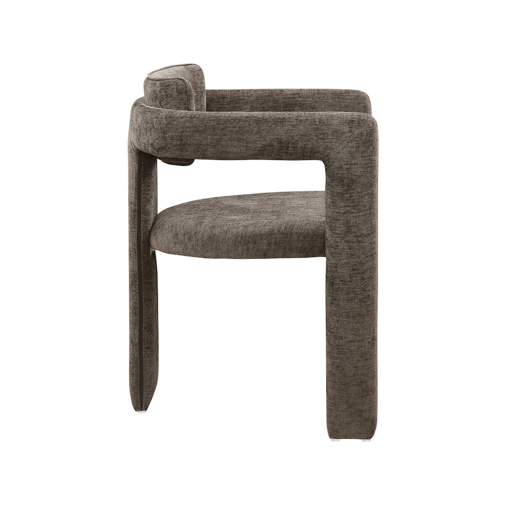 Brenda Brown Chenille Fabric Dining Chair, Set of 2