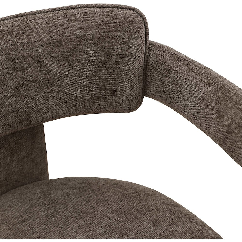 Brenda Brown Chenille Fabric Dining Chair, Set of 2