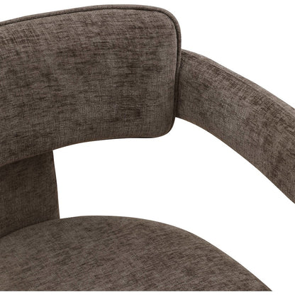 Brenda Brown Chenille Fabric Dining Chair, Set of 2
