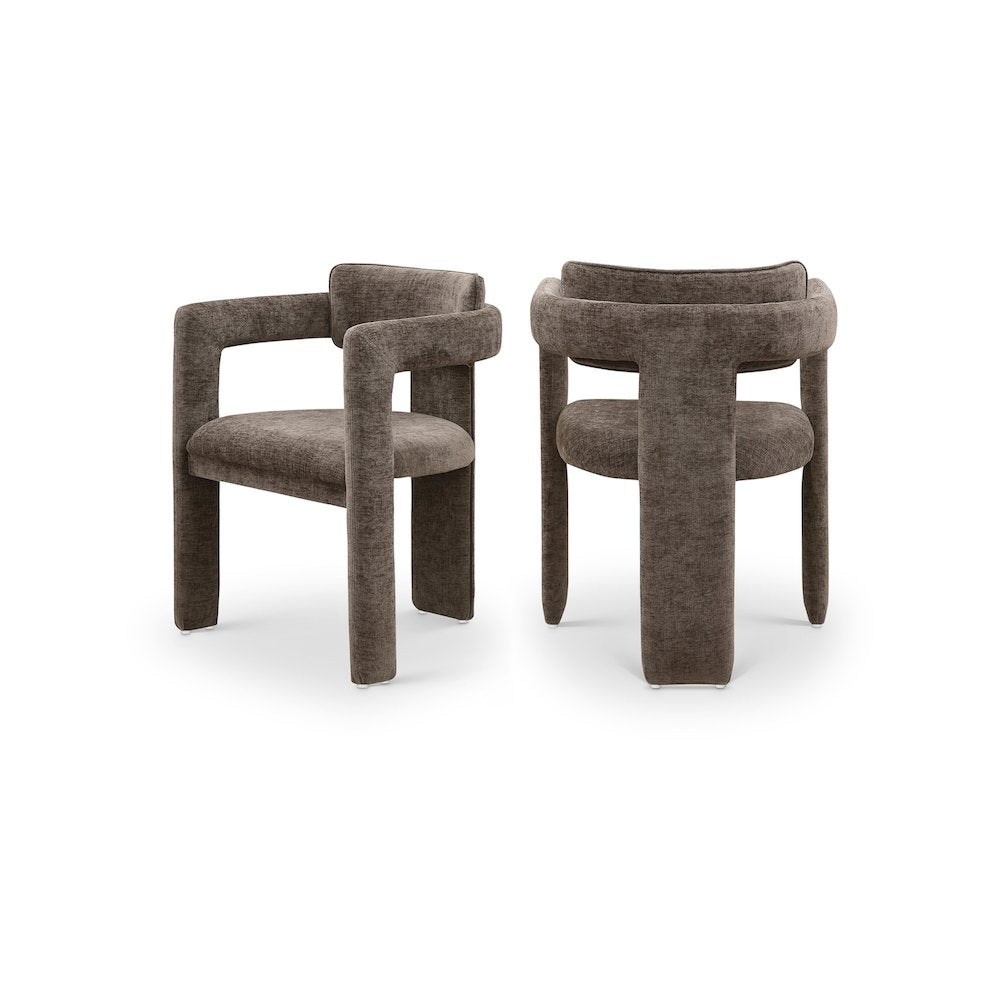 Brenda Brown Chenille Fabric Dining Chair, Set of 2