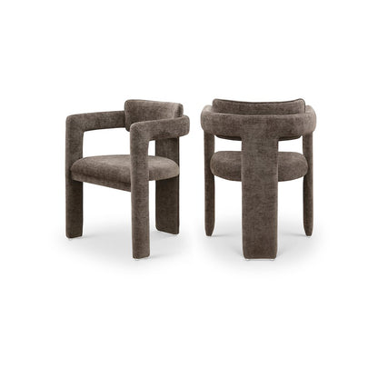 Brenda Brown Chenille Fabric Dining Chair, Set of 2