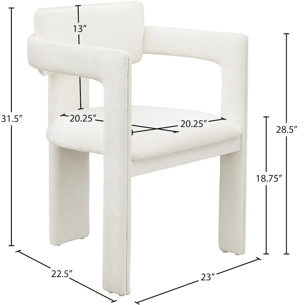 Brenda Cream Chenille Fabric Dining Chair, Set of 2