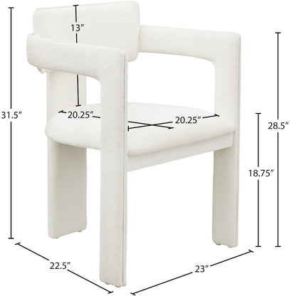 Brenda Cream Chenille Fabric Dining Chair, Set of 2