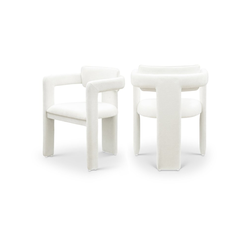 Brenda Cream Chenille Fabric Dining Chair, Set of 2
