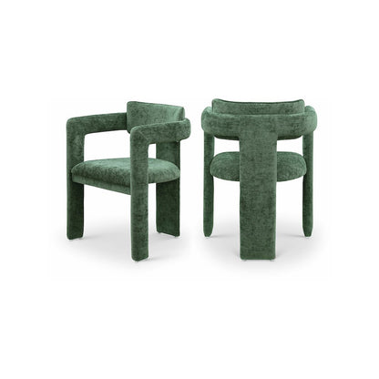 Brenda Green Chenille Fabric Dining Chair, Set of 2