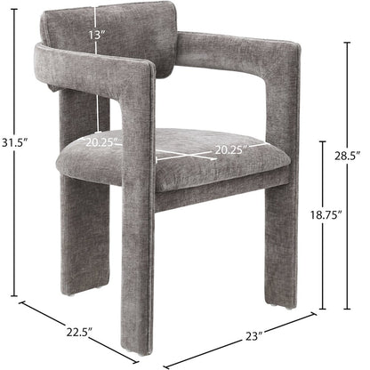 Brenda Grey Chenille Fabric Dining Chair, Set of 2