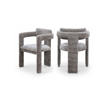 Brenda Grey Chenille Fabric Dining Chair, Set of 2