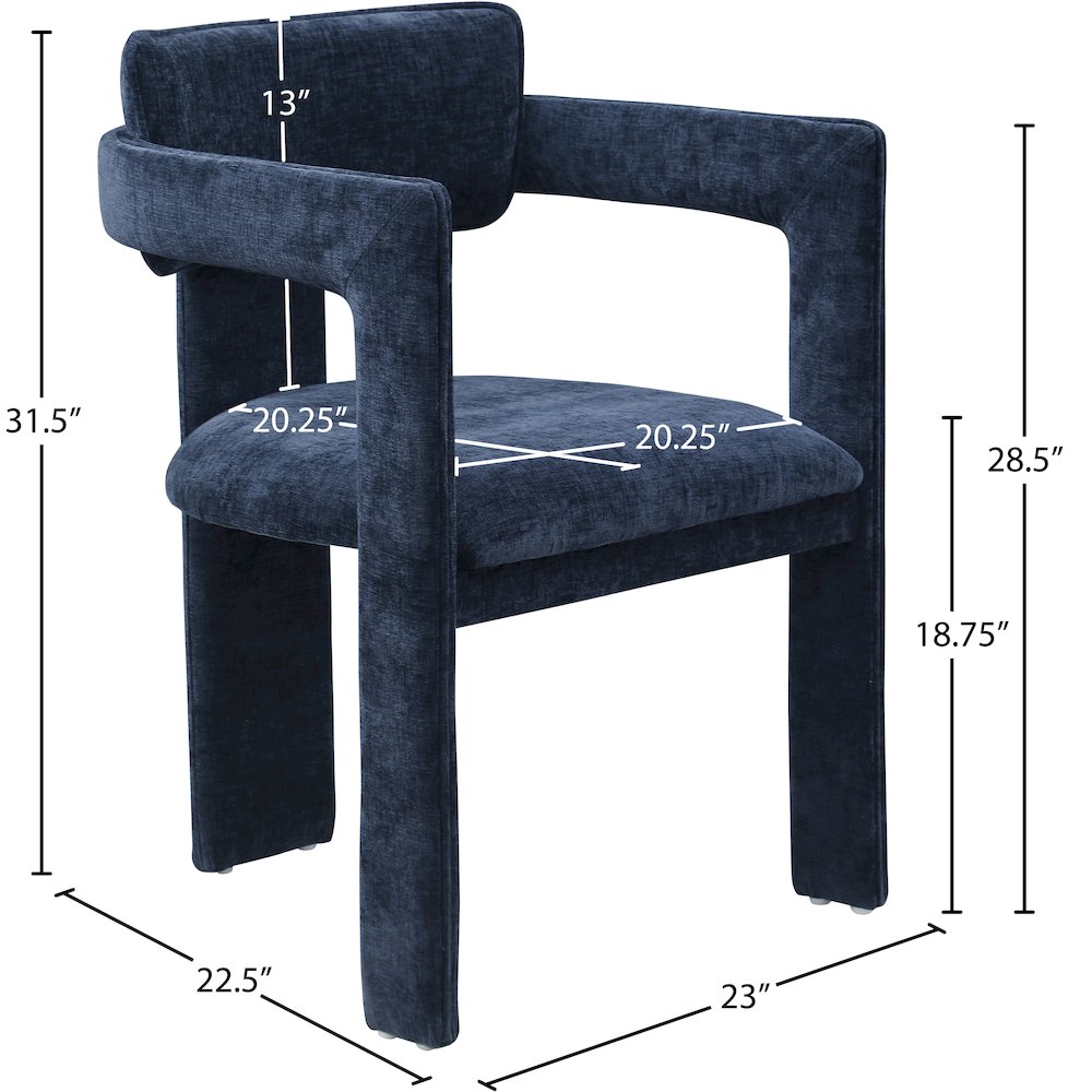 Brenda Navy Chenille Fabric Dining Chair, Set of 2