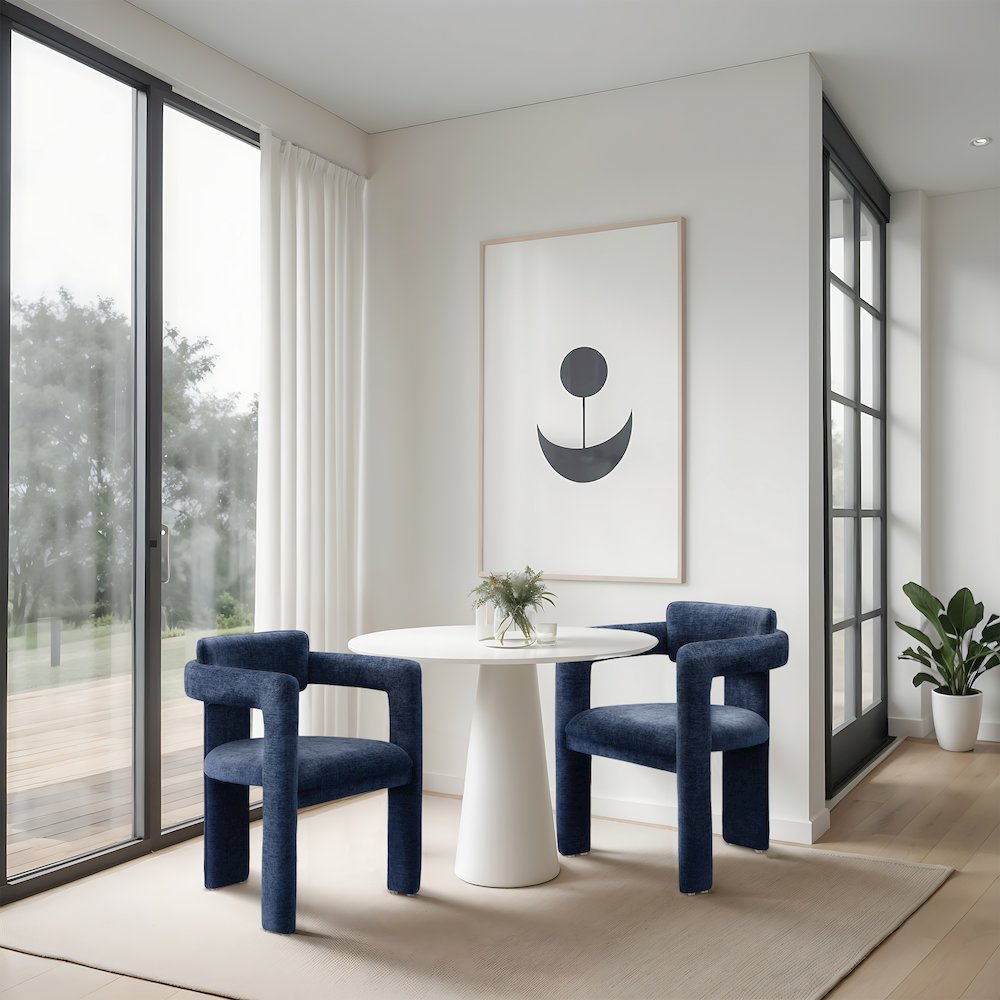 Brenda Navy Chenille Fabric Dining Chair, Set of 2