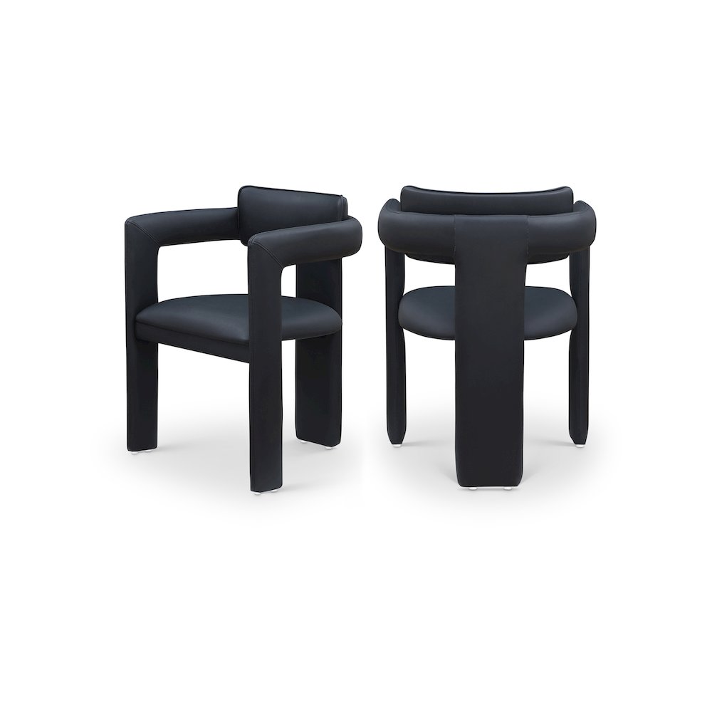 Brenda Black Vegan Leather Dining Chair, Set of 2