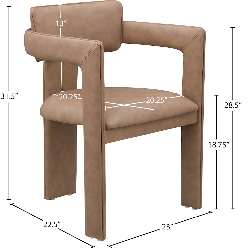 Brenda Brown Vegan Leather Dining Chair, Set of 2
