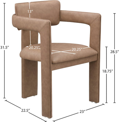 Brenda Brown Vegan Leather Dining Chair, Set of 2