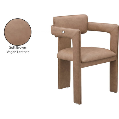 Brenda Brown Vegan Leather Dining Chair, Set of 2