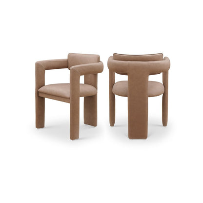 Brenda Brown Vegan Leather Dining Chair, Set of 2