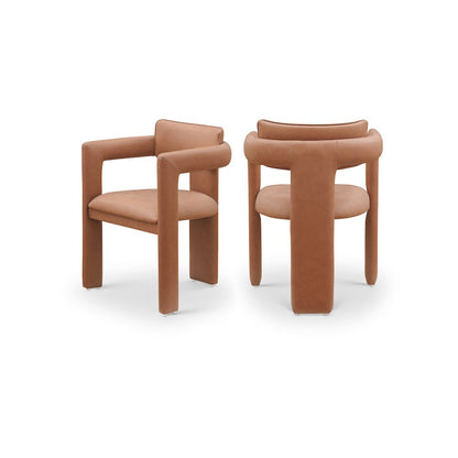 Brenda Cognac Vegan Leather Dining Chair, Set of 2