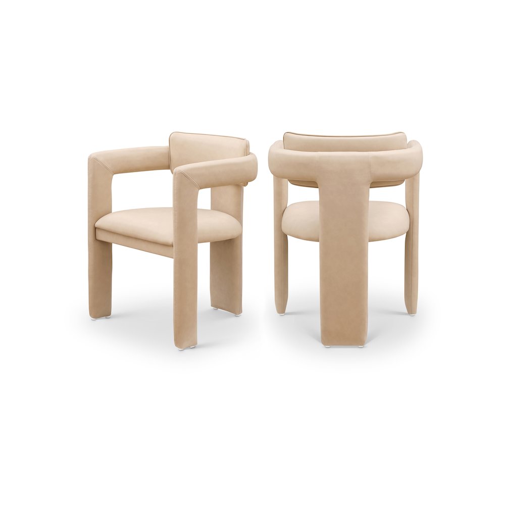 Brenda Tan Vegan Leather Dining Chair, Set of 2