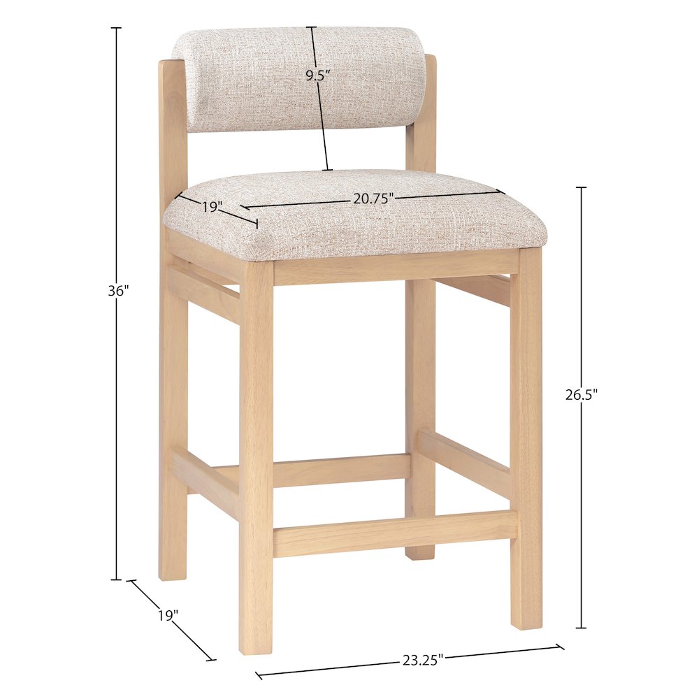 Roundhill Beige Linen Textured Fabric Upholstered Counter Stool