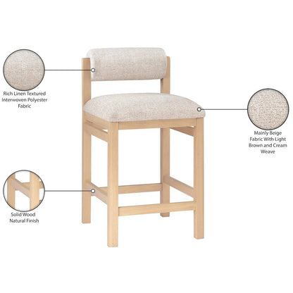 Roundhill Beige Linen Textured Fabric Upholstered Counter Stool