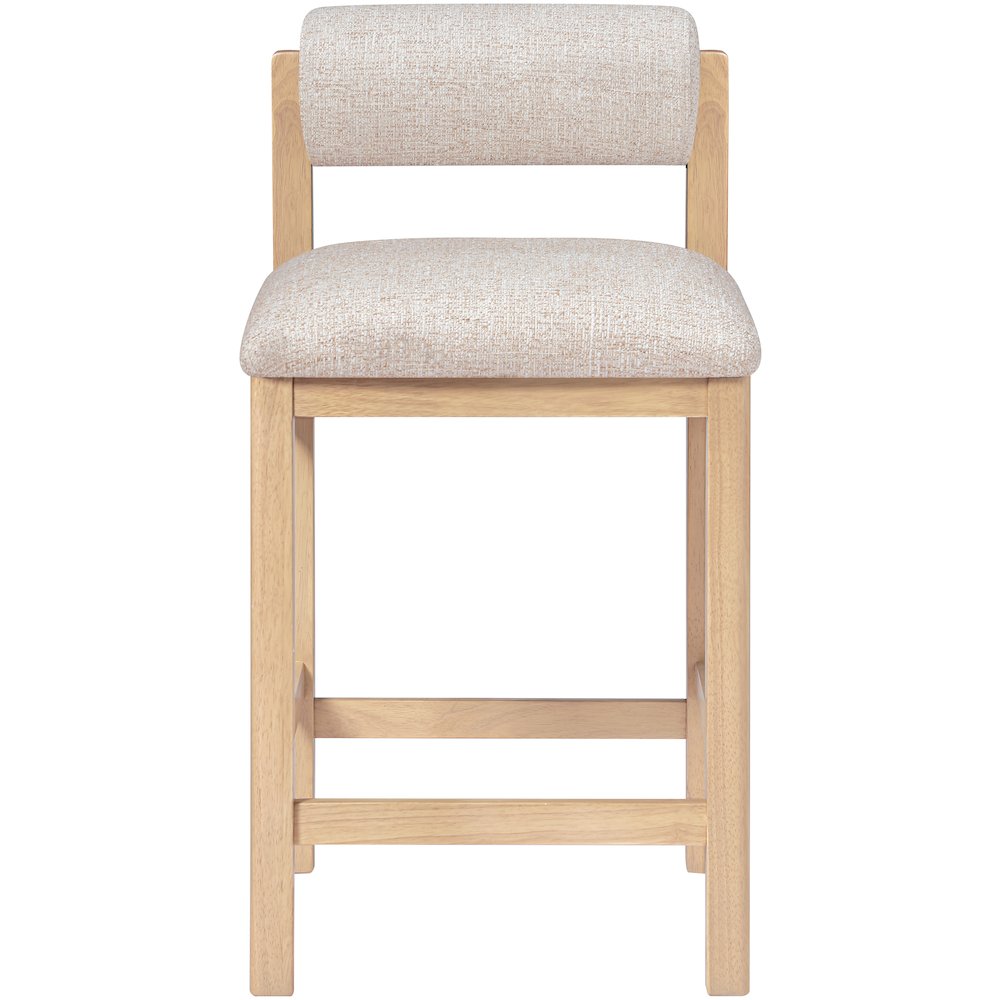 Roundhill Beige Linen Textured Fabric Upholstered Counter Stool
