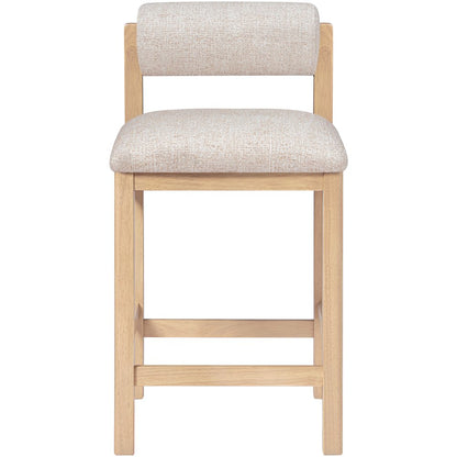 Roundhill Beige Linen Textured Fabric Upholstered Counter Stool