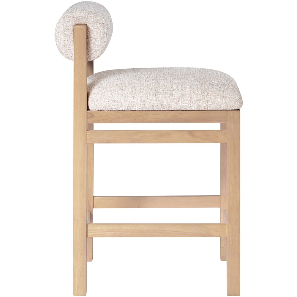 Roundhill Beige Linen Textured Fabric Upholstered Counter Stool