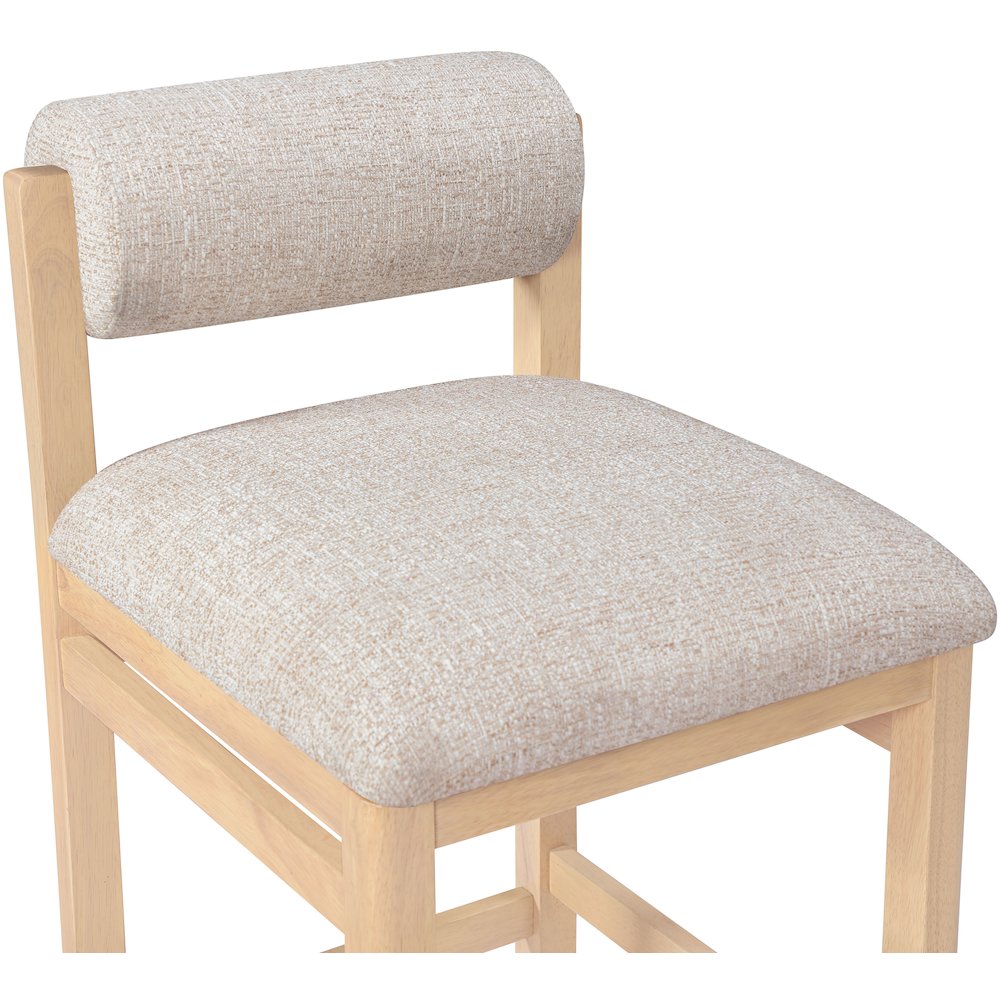 Roundhill Beige Linen Textured Fabric Upholstered Counter Stool