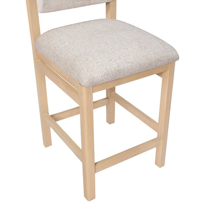 Roundhill Beige Linen Textured Fabric Upholstered Counter Stool